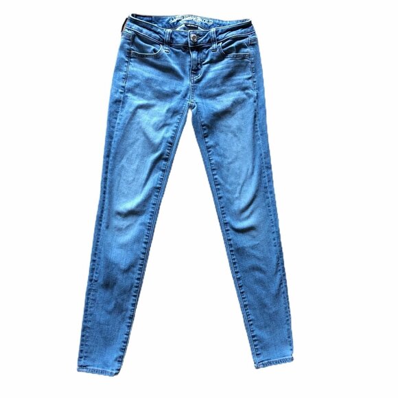 American Eagle Denim - American Eagle Jeans Womens Juniors 0 Straight Leg 5 Pocket Super Stretch EUC